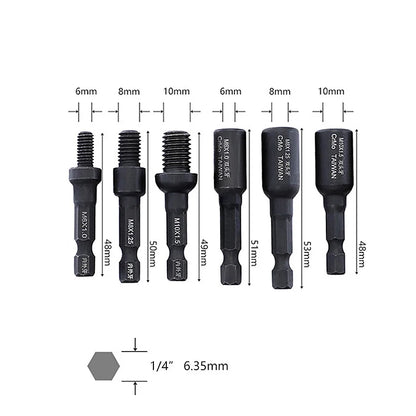 M6 M8 M10 Cr-Mo Self-Tapping Socket Adapter Set for Insert Nuts or Hanger Bolt Power Drill Tool Socket Lock Screw Thread Sockets